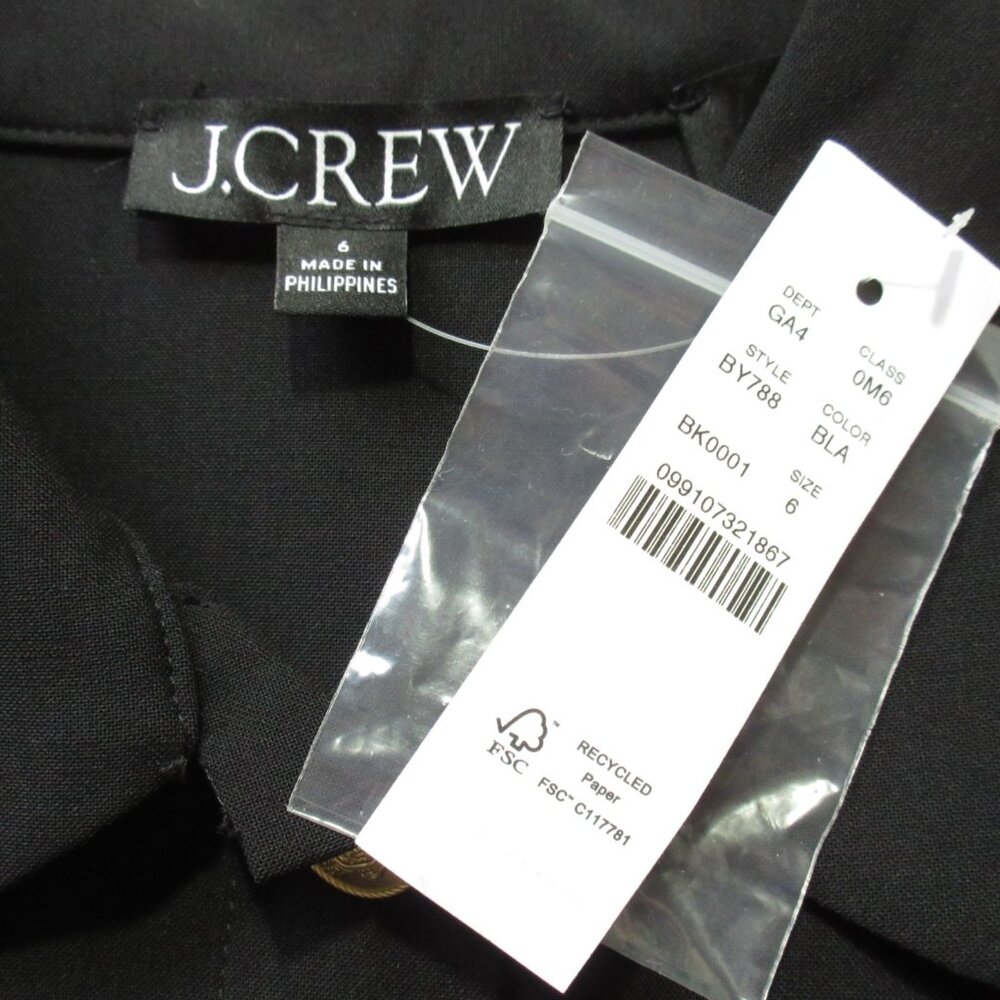 NWT J.Crew Collared Sheath in Black Bi-stretch Wool Blend Dress 6 $298 - Picture 8 of 10